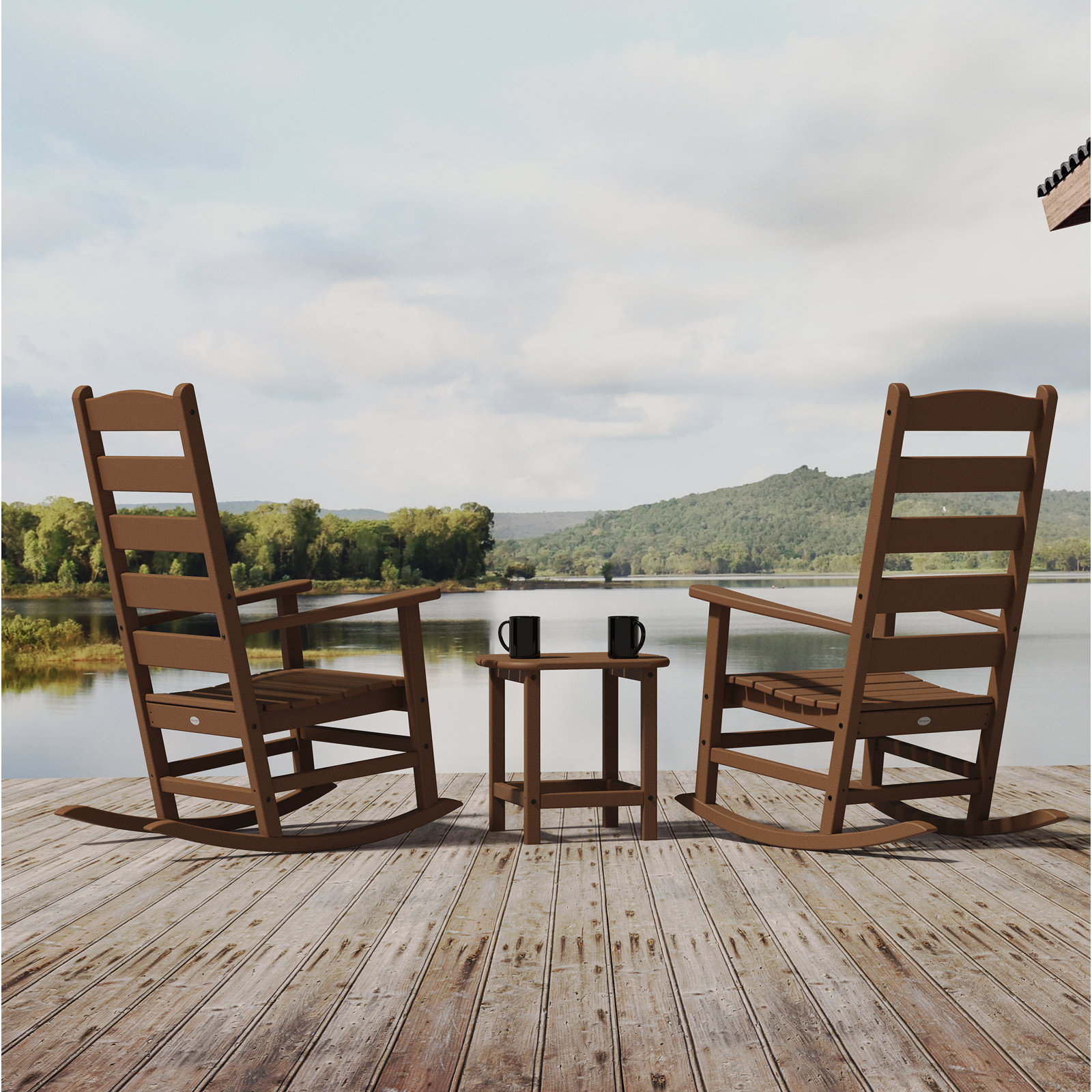 POLYWOOD® Rocker 2-Person Patio Seating Group, Teak