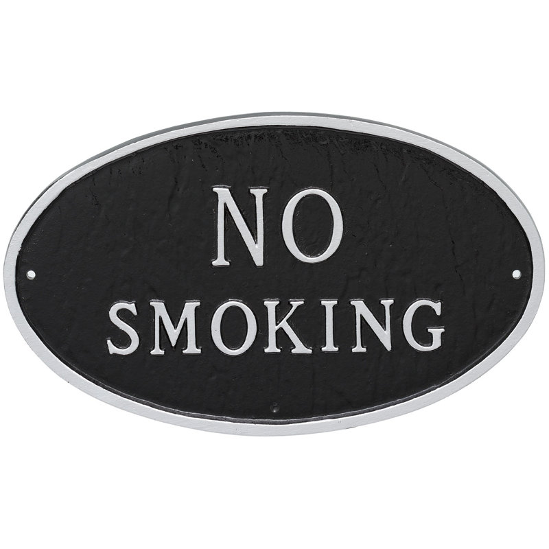 No Smoking Statement Garden Plaque, Black/Silver