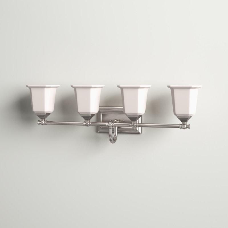 Éclairage de salle de bain à intensité variable à 3 lumières Bima, Nickel brossé, Opale gravée