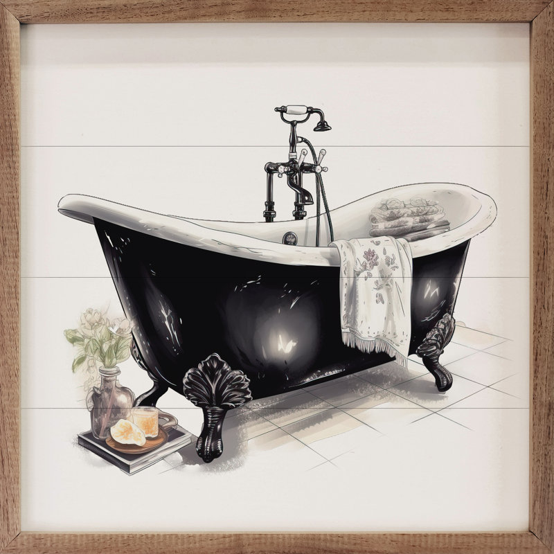 Baignoire de campagne noire / blanche, H 4 po x l 4 po x P 1 po