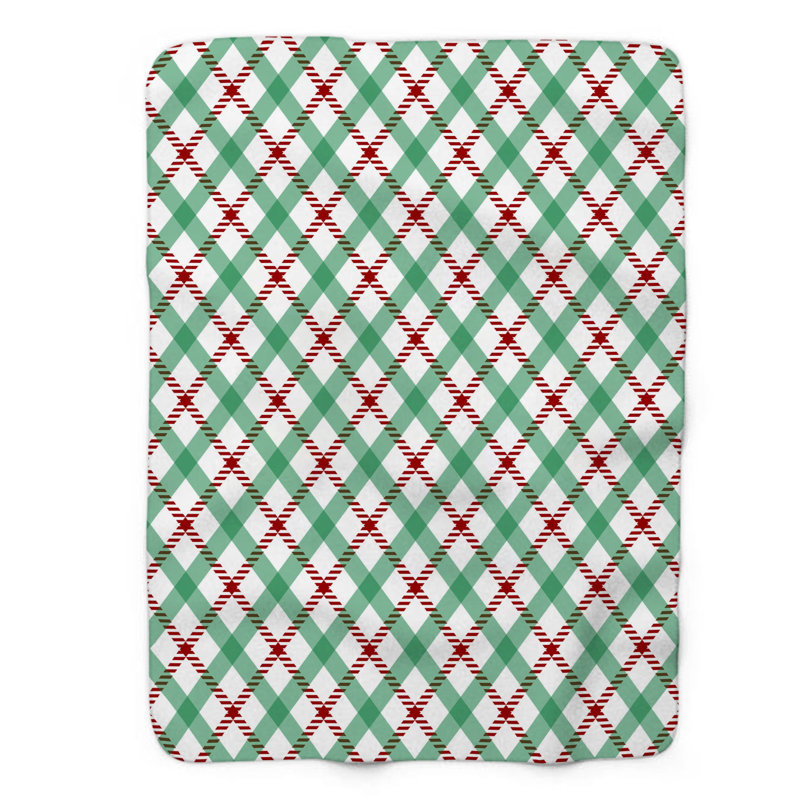 Snowy Tartan - 1 pièce Sherpa Premium couverture 0048, L 50 po x L 60 po