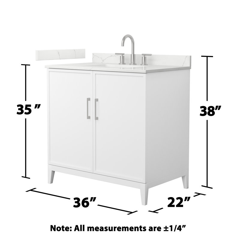 Elan 36'' Single Bathroom Vanity with Quartz Top, 8" Center, Brushed Nickel