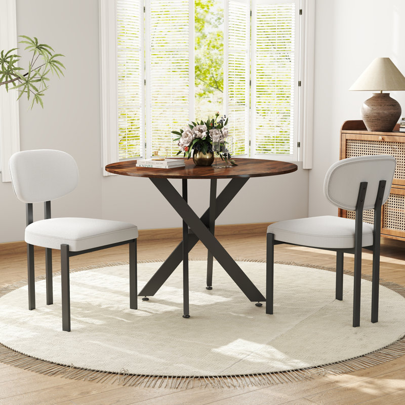 Ensemble repas rond à piédestal, 3, Brun, Orange