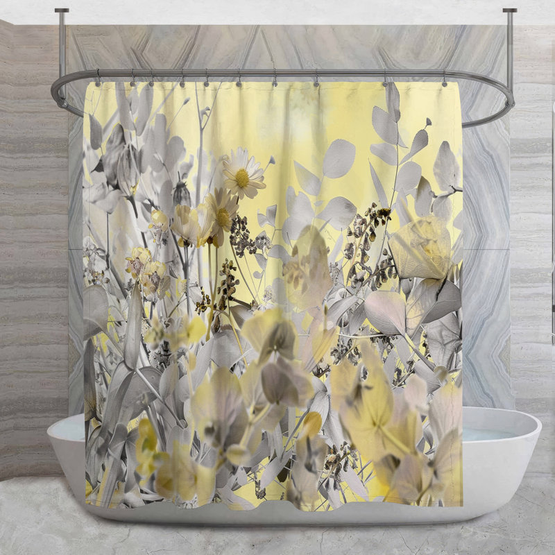 Rideau de douche à fleurs - Décoration de salle de bain botanique 16561, H 73 po x l 70 po
