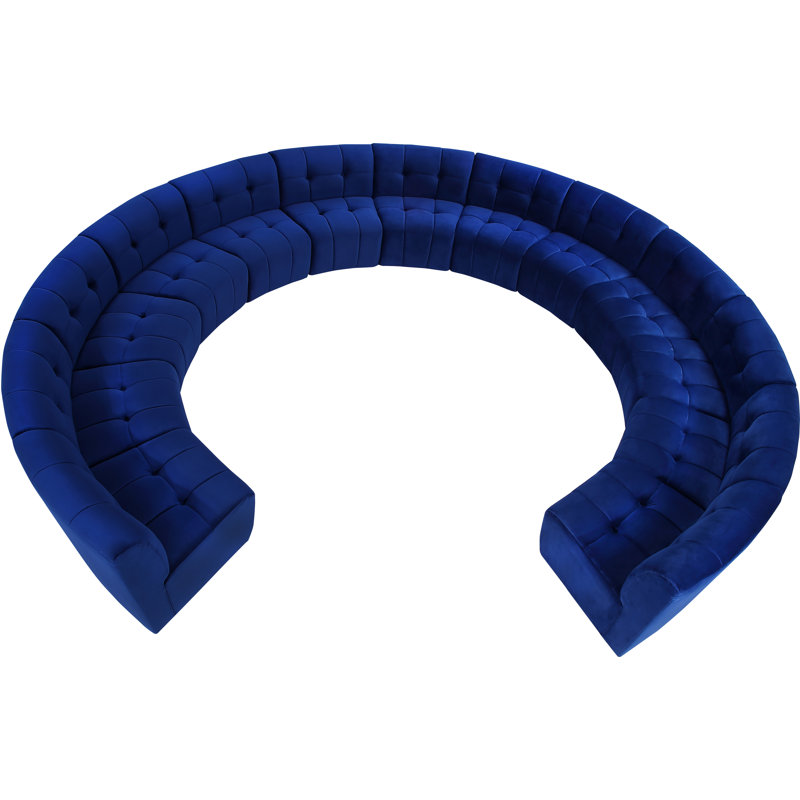 Canapé modulaire de coin symétrique en velours de 173 po de largeur Jedson, Velours marine
