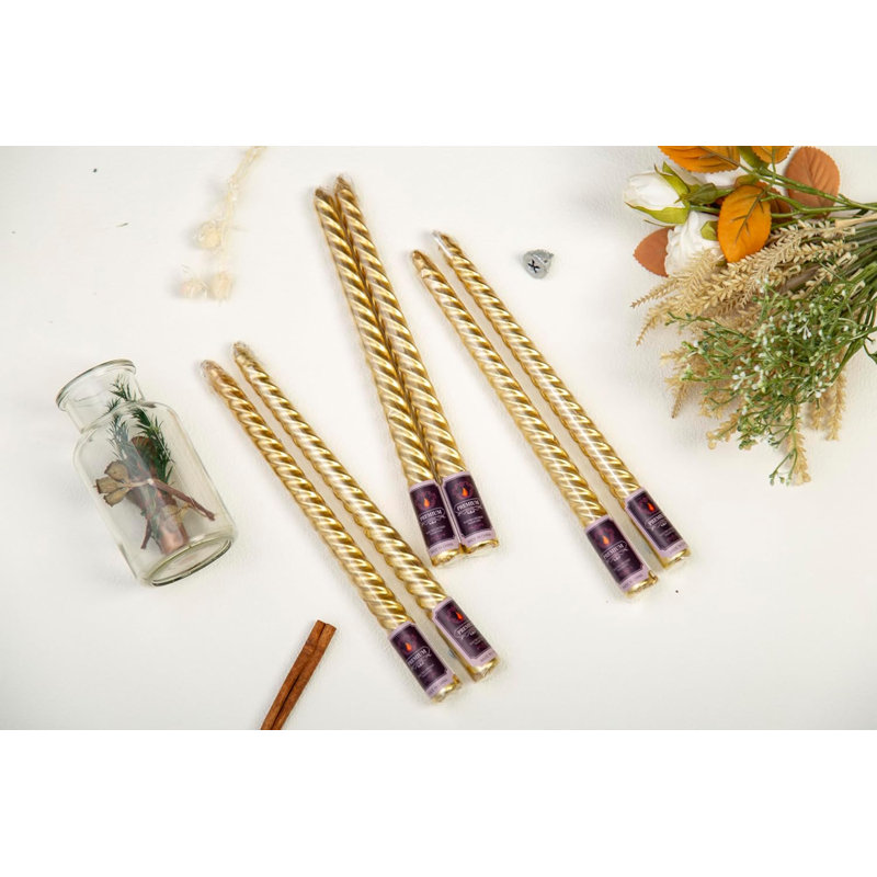 Bougies spiralées en cire, chandelles non parfumées, bougies torsadées pour la maison, le mariage, la table de salle à manger | Paquet de 6 bâtons de bougie