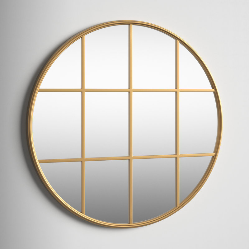 Karle Metal Flat Wall Mirror, Brass, 36.25" x 36.25"
