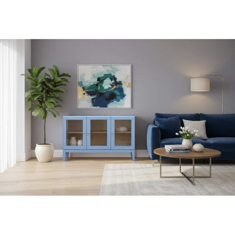 Palms 3 Door Cabinet (Powder Blue), Powder Blue