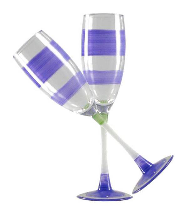 Flûte en verre Cottage Retro Stripe, Mauve
