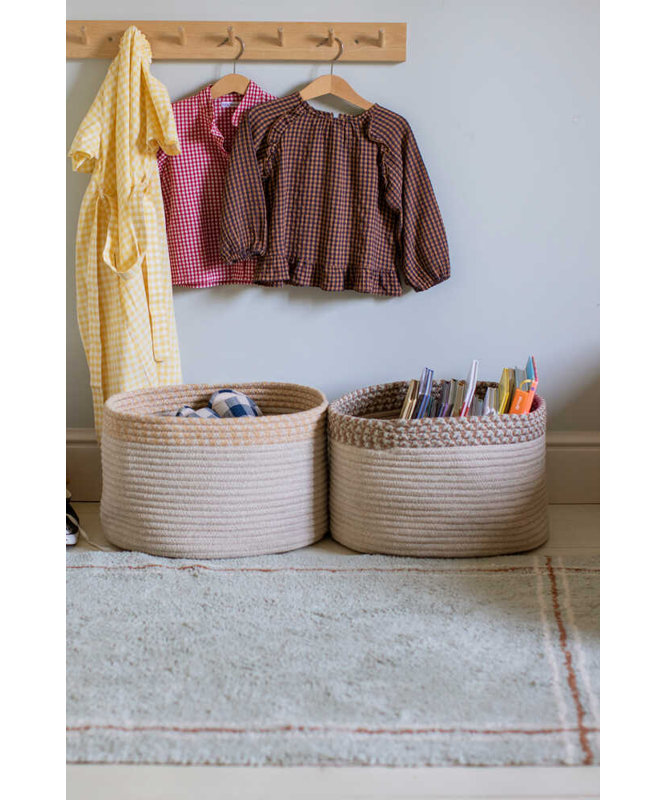 50 % Polyester Fibers From Recycled PET Bottles 50 % Cotton Decorative Basket, Nattural/Toffee