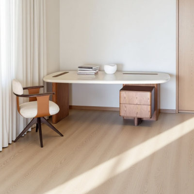 Minimalist color blocked wood desk