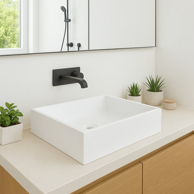 Lavabo vasque rectangulaire blanc mat Brillare