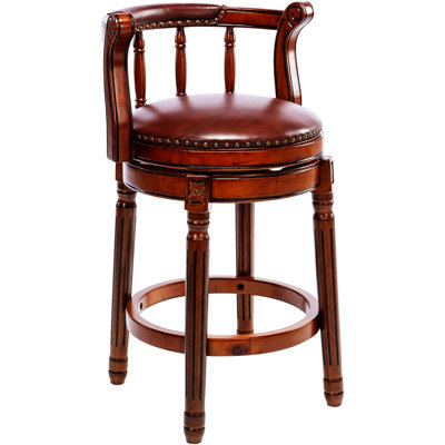 Tabourets de bar en bois et en cuir à hauteur de siège avec tabouret pivotant à 360 degrés avec dossier pour comptoir de cuisine