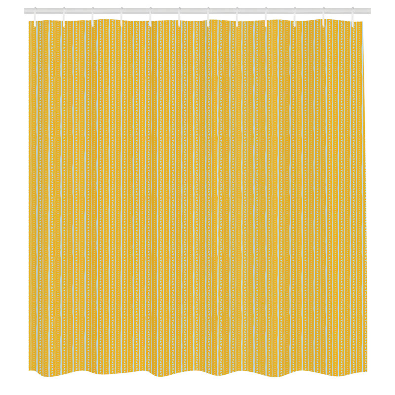 Abstract Geometry Mustard Turquoise Blush Fabric Shower Curtain