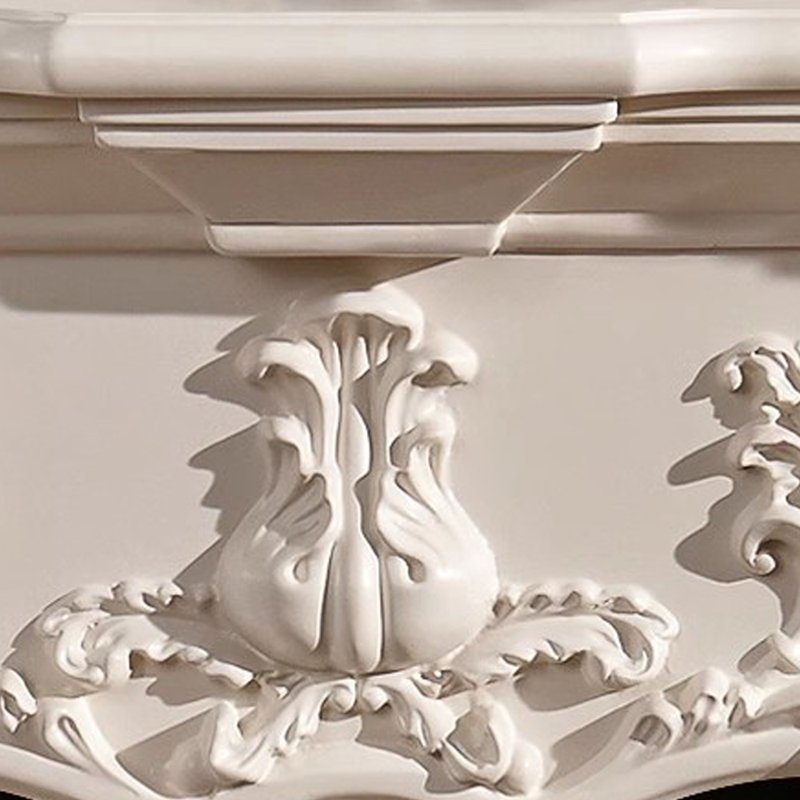 Foyer à flamme magnifiquement sculpté, H 42,51 po x l 47,24 po x P 12,59 po, Blanc