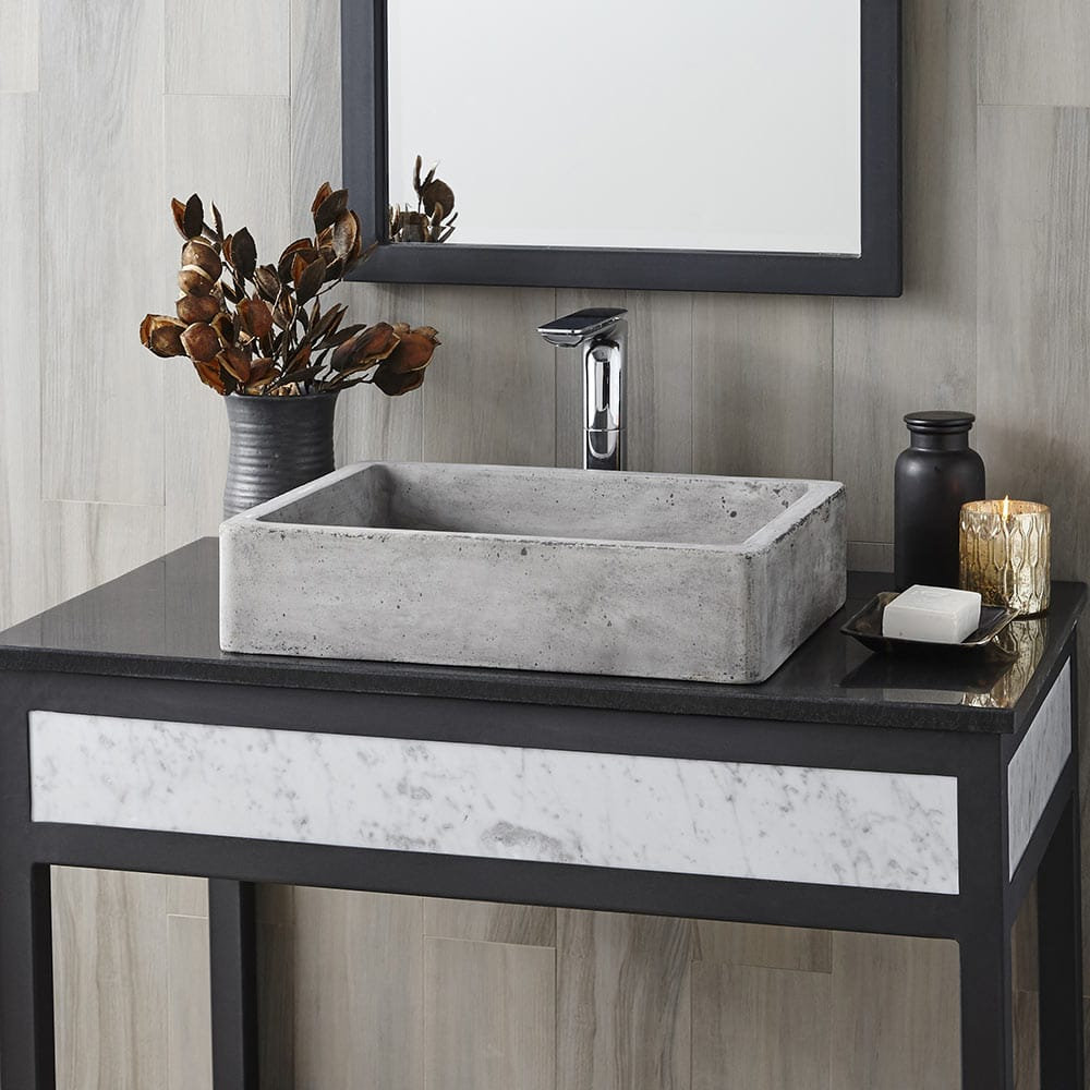 NativeStone Nipomo  Concrete Handmade Rectangular Dual-Mount Bathroom Sink, Ash
