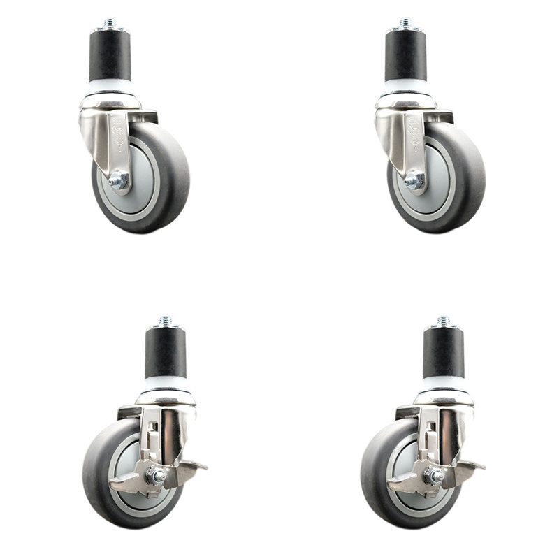 4 Piece Thermoplastic Rubber Swivel Caster Set