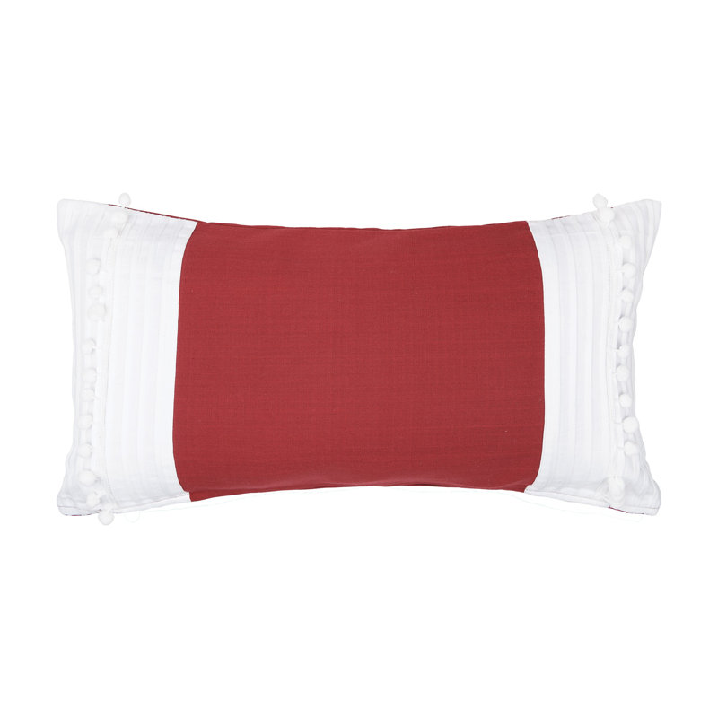 Stacia Natural Woven Lumbar Throw Pillow, Garnet