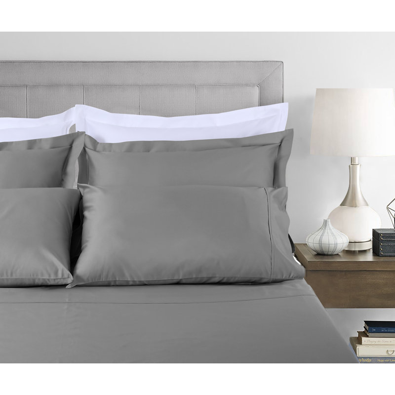Threadmill 400 Thread Count 100% Egyptian Cotton Sheet Set in Sateen Weave, King Sheet Set with 2 Pillowcases, Dark Grey