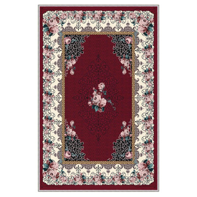 Mcabee Oriental Machine Woven Rectangle 5'11"" x 9'2"" Polyester Area Rug in Red/Pink/White -  East Urban Home, 60CB0A4203274CB3A445A3B12392BA47