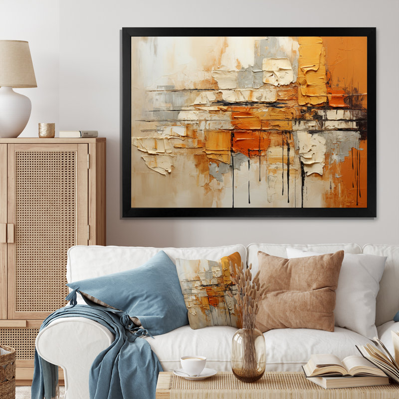 Génération «Orange Impressions III - Abstract Collages», art mural, Noir, H 12 po x l 20 po, Impression encadrée