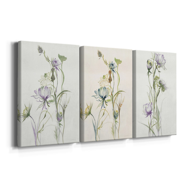 Fin de l'été, fleurs sauvages I V30, toile tendue sur mesure - 3 pièces, H 60 po x l 120 po