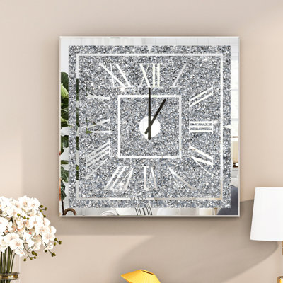 Crushed Diamond Mirror Wall Clock