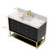 48 po X P 22 po P 35,4 po Meuble-lavabo simple H en blanc avec plateau en marbre blanc-676634626-676634631