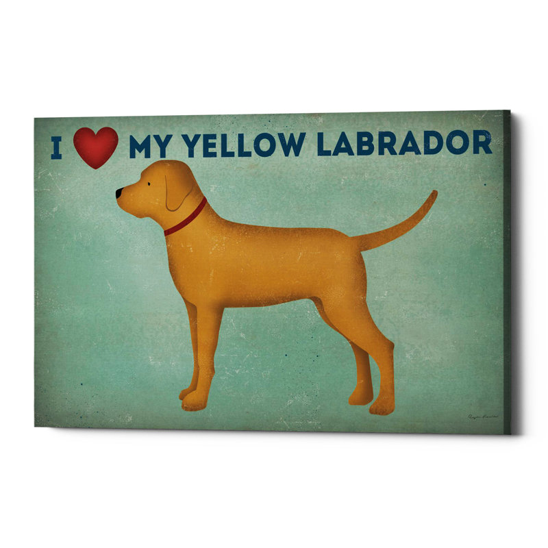 «Golden Dog Love I» par Ryan Fowler - impression sur toile tendue, H 12 po x l 18 po x P 0,75 po