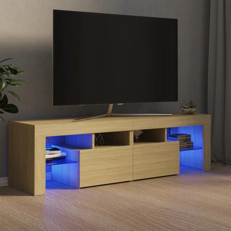 Mascarenaz TV Cabinet with LED Lights, Sonoma Oak