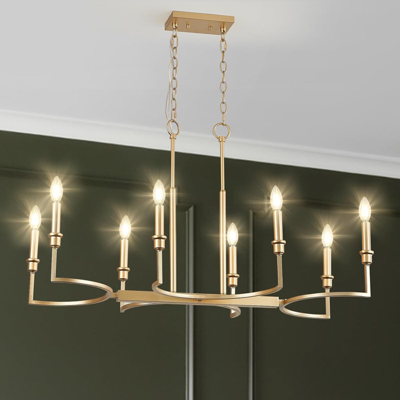 Lustre linéaire à 8 lumières avec chaîne réglable pour îlot de cuisine, salle à manger et salon