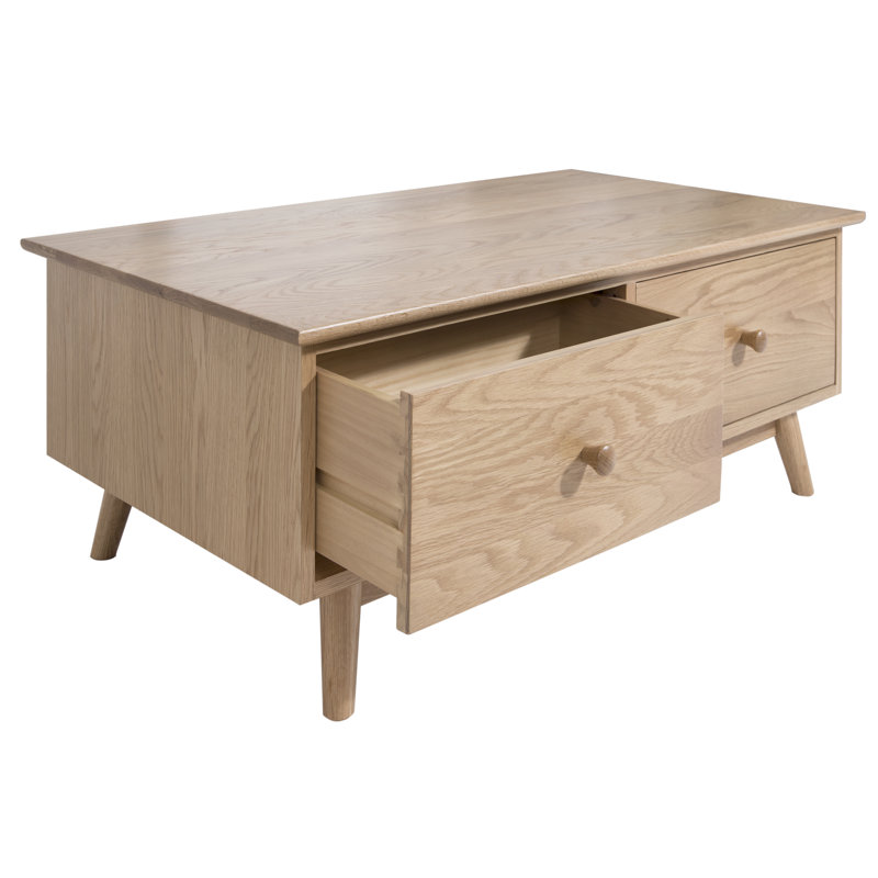 Colby Solid Wood Four Leg Coffee Table, Golden Oak