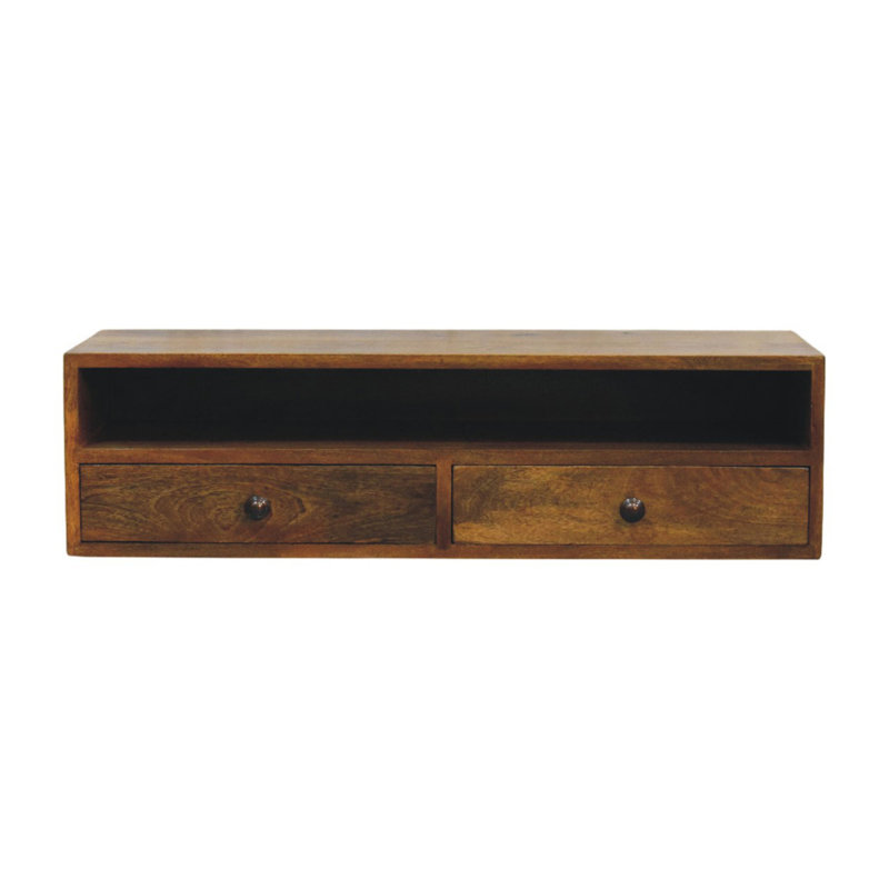Solid Wood Amber Open Media Unit