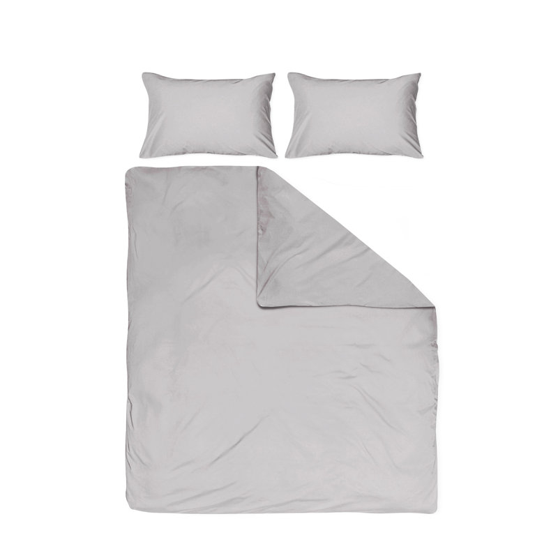 Cotton Blend 3 pieces Duvet Cover Set, Queen Duvet Cover + 2 Shams, Gray