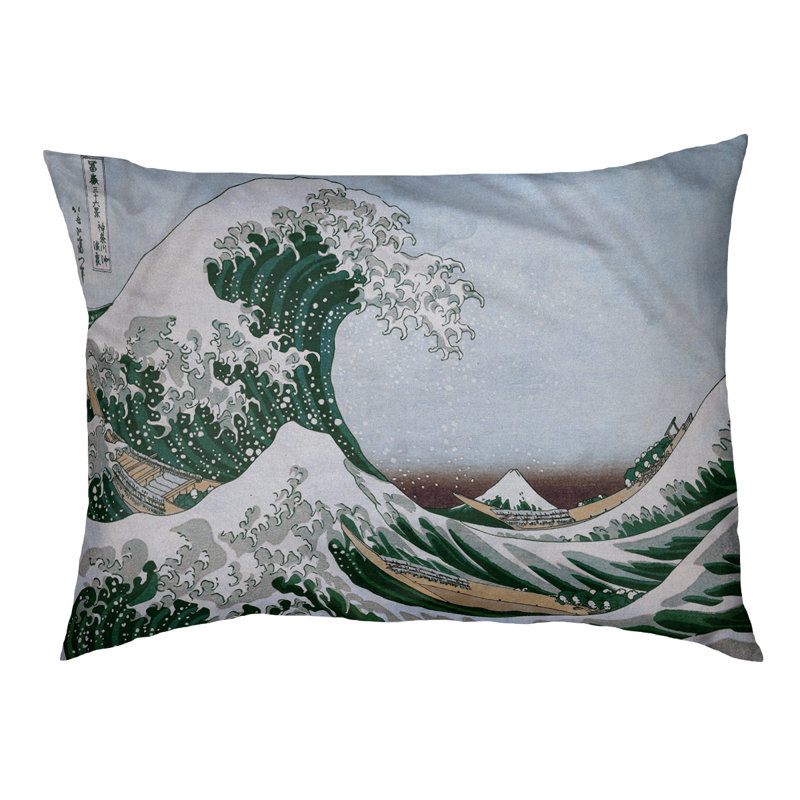 Coussin Burkart la grande vague, L 42 po x l 52 po, Vert, bleu et noir