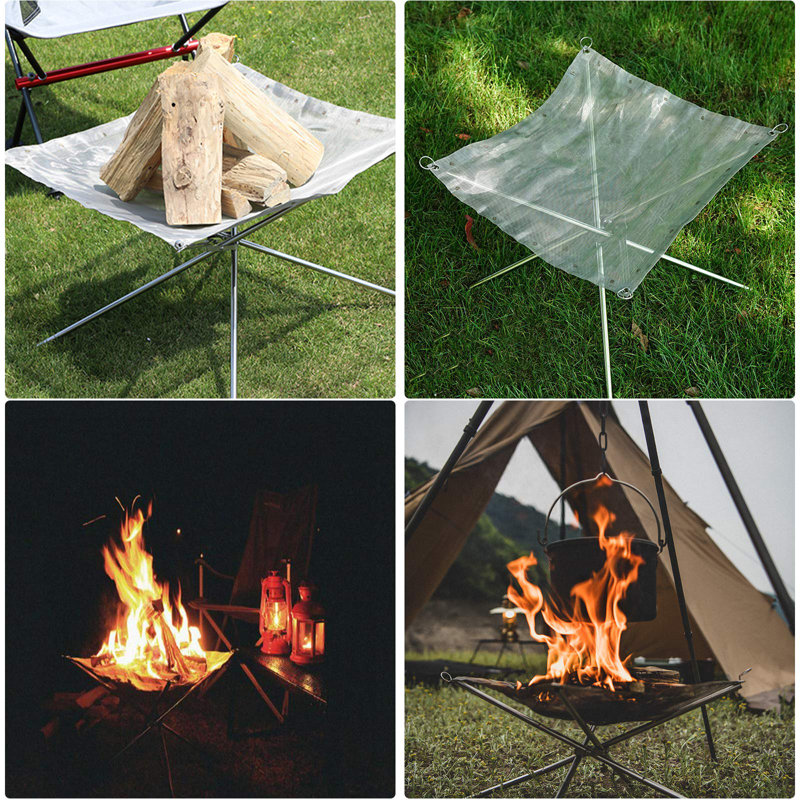 Foyer d'extérieur portatif 22 po - Foyer de camping pliant pliable et pliable pour le camping, le feu de camp, le patio, la cour et le jardin - Sac de transport inclus