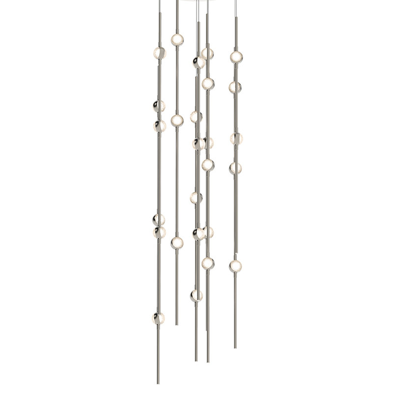 Constellation Andromeda Satin Nickel 40" LED Pendant with Crystal Lens