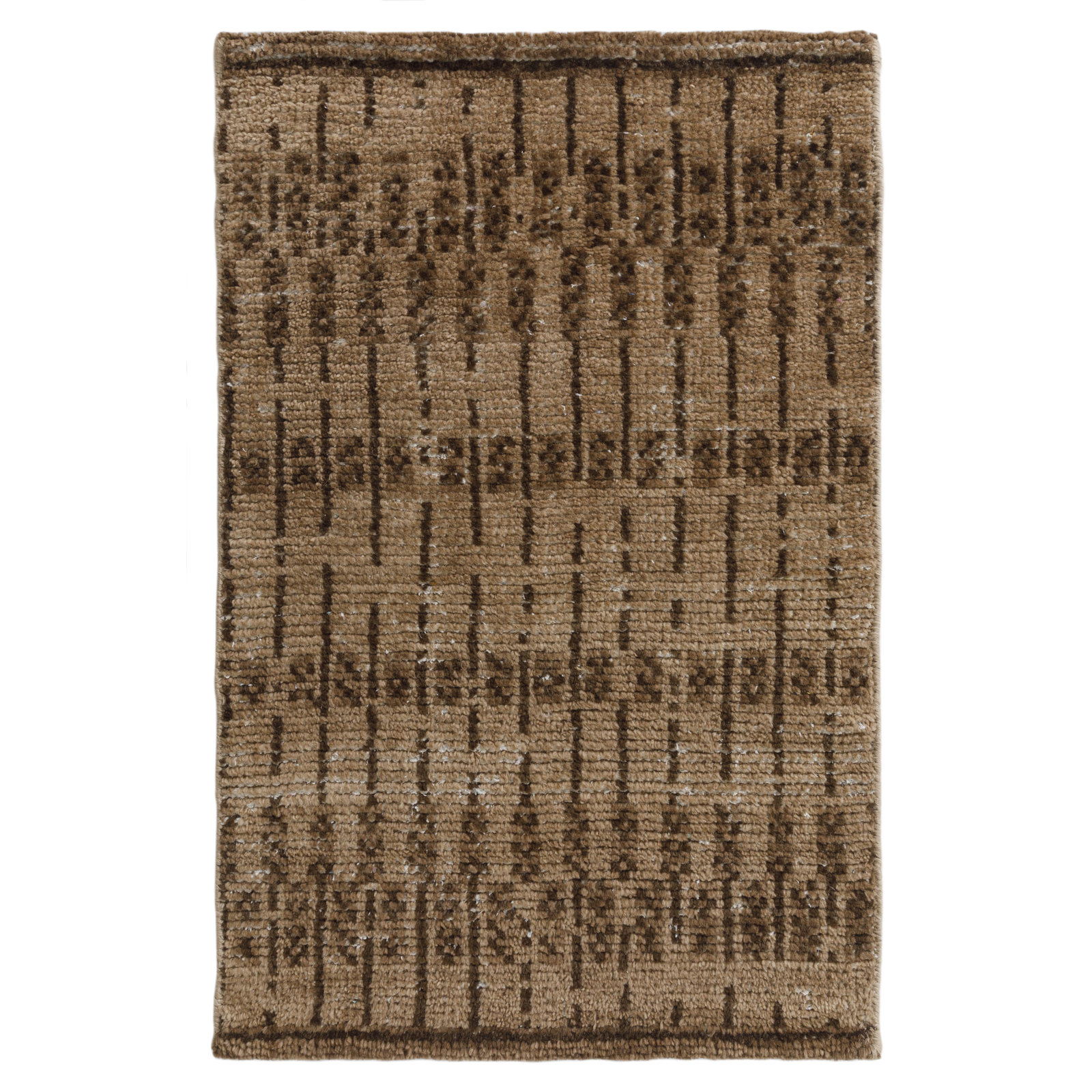 Vanna Hand-Knotted Striped Wool Rug, 6'x9', Brown