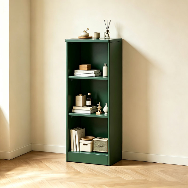 Bibliothèque en bois d'hévéa, 39.96" H x 15.75" W x 9.84" D, Green