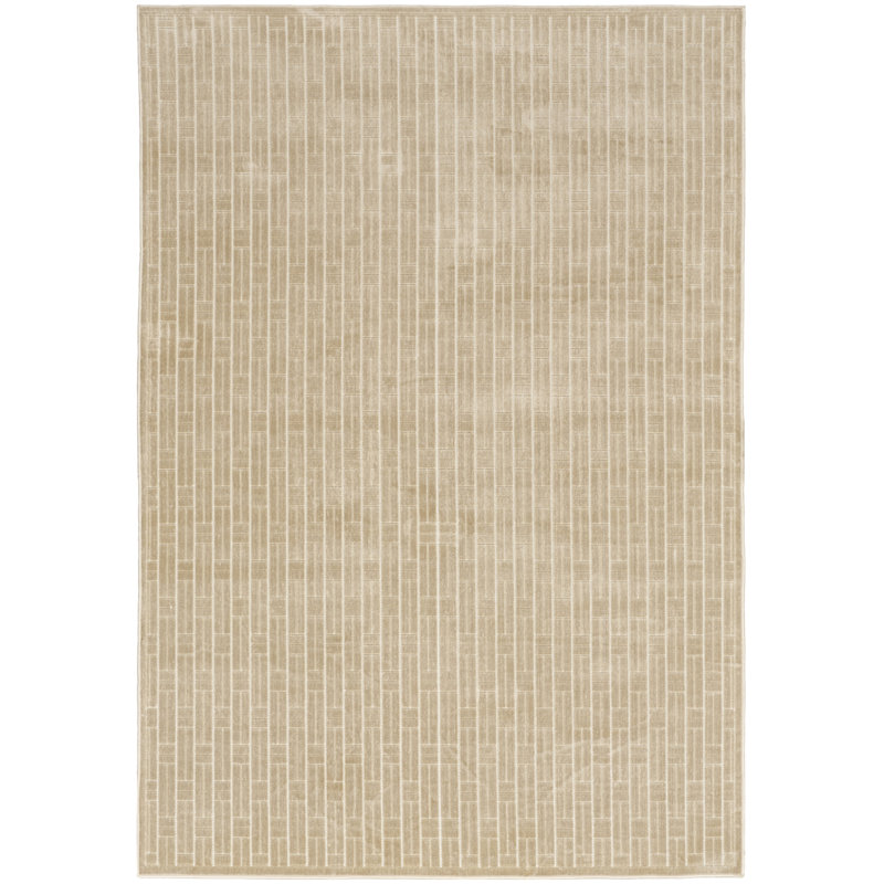 Washable Charm 6' x 9' Beige Ivory Modern Indoor Rug, Rectangle 6' x 9'