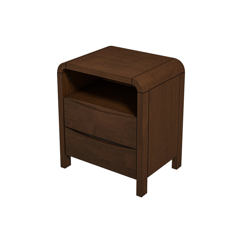 Lionel Mid Century Modern Wood Nightstand 2-Drawer