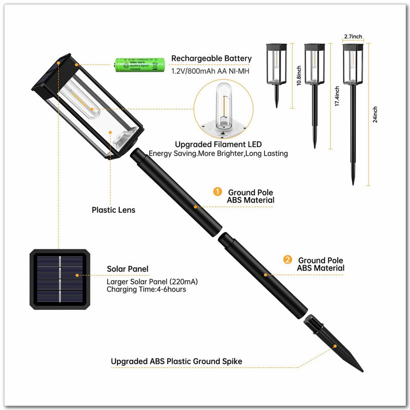 Solar Powered Integrated LED Metal Outdoor Floor Lamp
