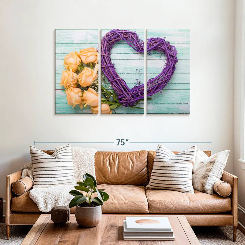 Hardie cœur décoratif et roses, H 36 po x l 57 po