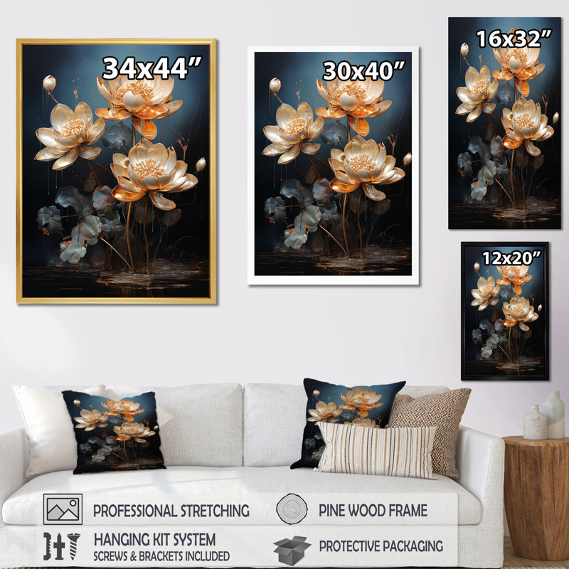 «Harmony Mystique Lotus I» sur toile, Toile tendue, 20" H x 12" W