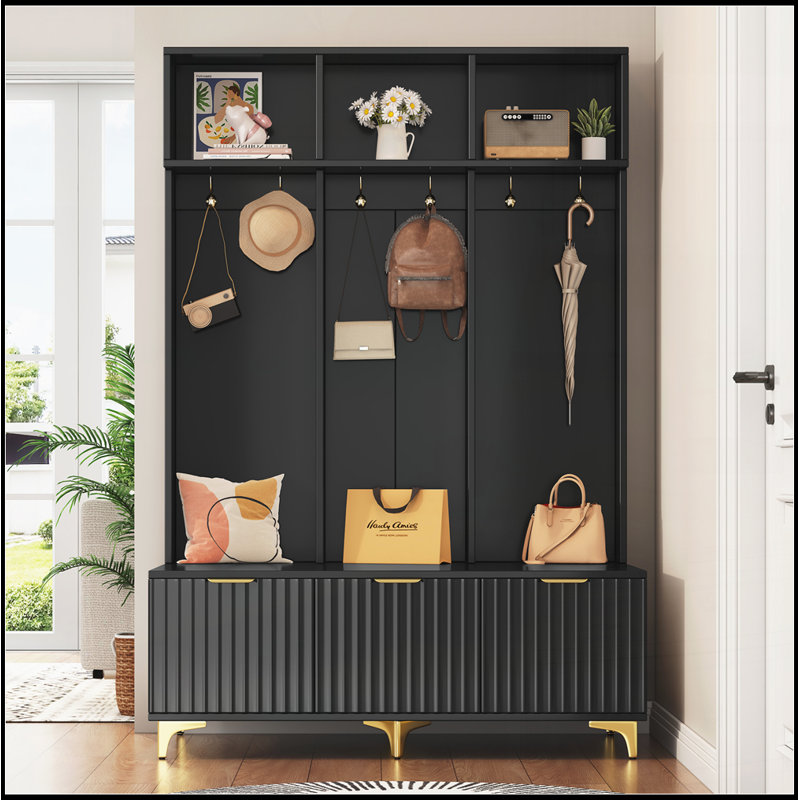 Grand portemanteau avec banc Modern, Noir