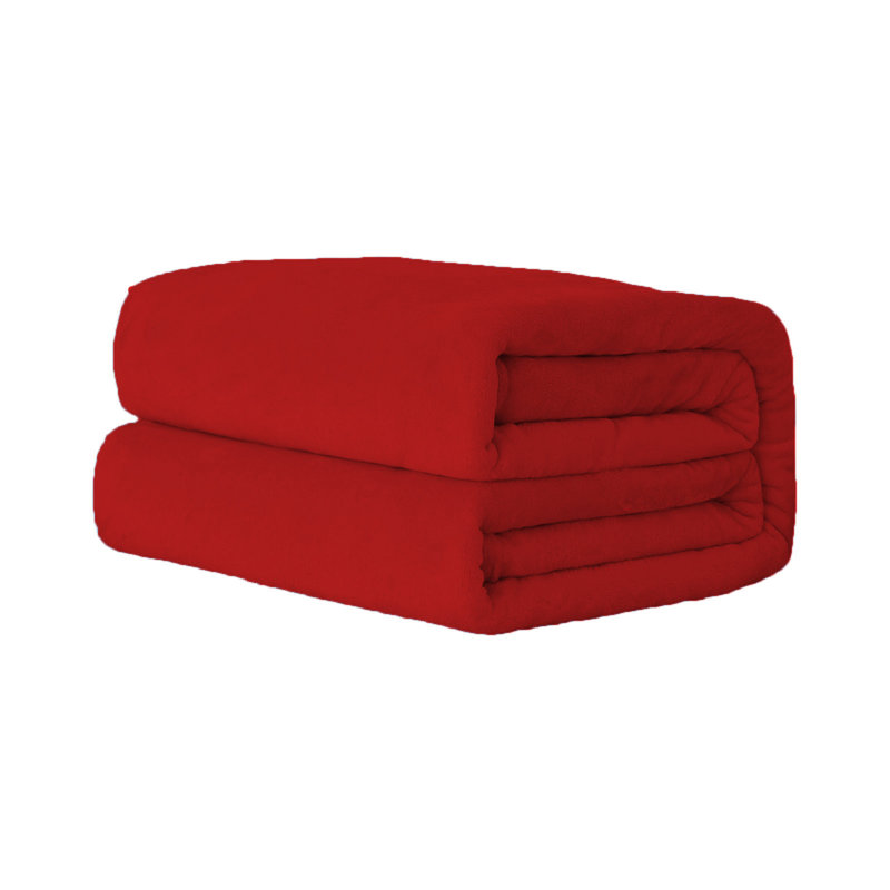 Couverture en molleton à double couche climatiseur de couleur unie Kondieu, Red