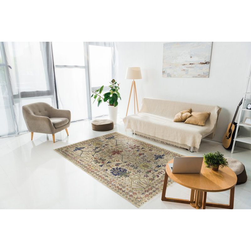 Ivory and Multicolor Hand-Tufted Wool 4' x 6' Area Rug
