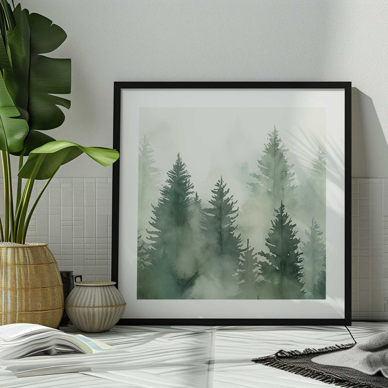 Green Haze Woodland II, Cadre en zinc patiné, H 21,75 po x l 21,75 po