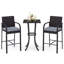 Ensemble de 3 chaises de patio en osier et table carrée avec structure en métal robuste