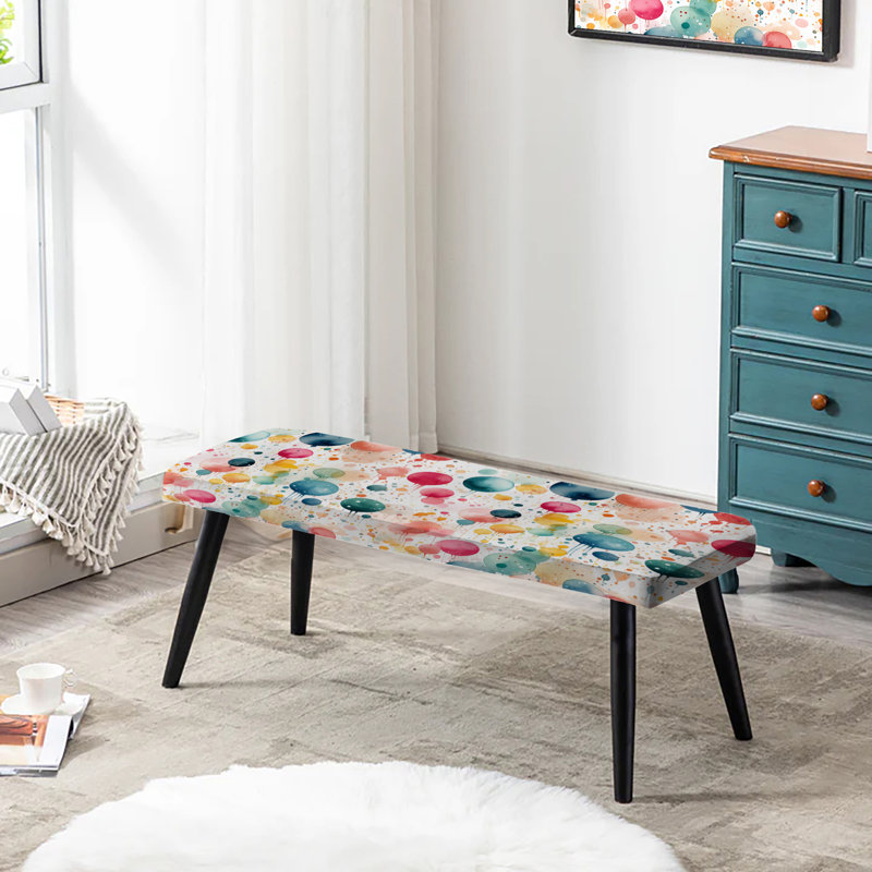 Banc rembourré à pois noirs, Watercolor Dreams Polka Dots